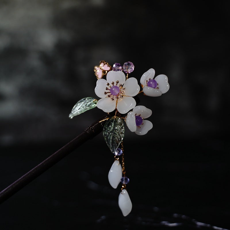 Women's Peach Blossom Style Tassel Hairpin