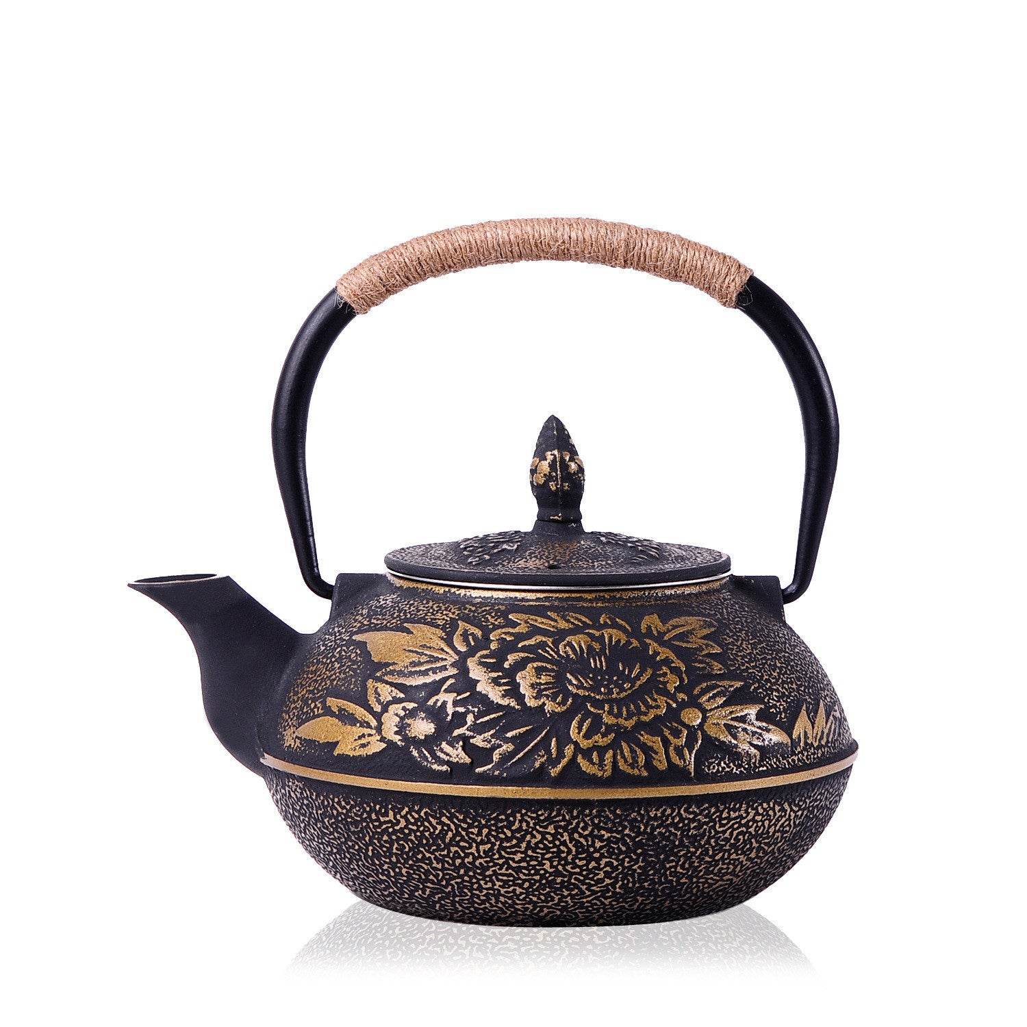 Cast Iron Teapot Peony Teapot Boiling Teapot Pig Iron Teapot Uncoated Tea Set