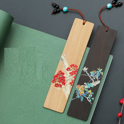 Painted Classical Chinese Style Mahogany Bookmark