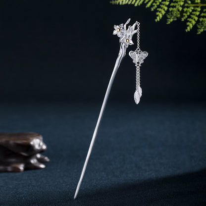 Twelve Flower Gods Ancient Style Sterling Silver Hairpin