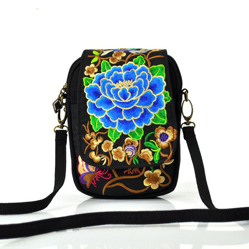 Ethnic Style Flip Embroidered Phone Bag Featured Embroidery Bag