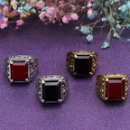 Chinese style totem ancient silver men's ring