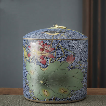 Chinese Tea Caddy Ceramic Airtight Pot Large Pu'er Red And Green Tea Storage Tank