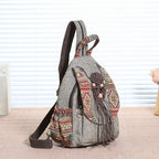 Chinese Ethnic Style Weaving Casual Hundred Art Canvas Backpacks