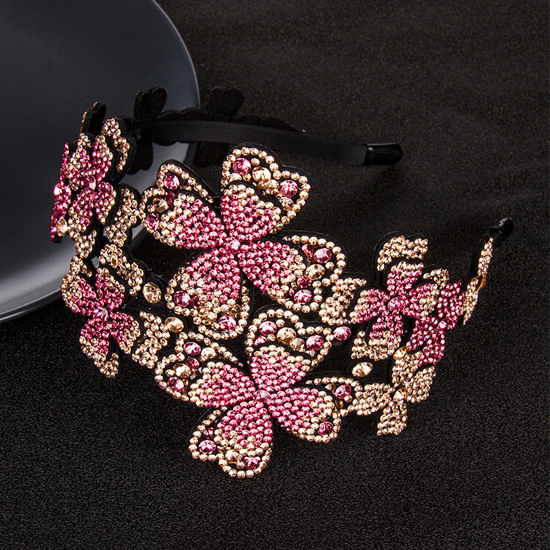 Hair band female pressed hair flower crystal hairpin