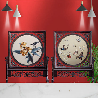 Double-sided Embroidery Table Screen Chinese Handicraft Desktop Ornaments