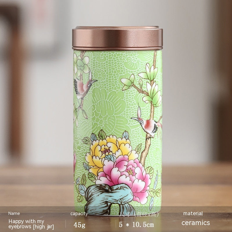 Enamel Color Tea Caddy Portable Alloy Airtight Storage Tea Weaker Set