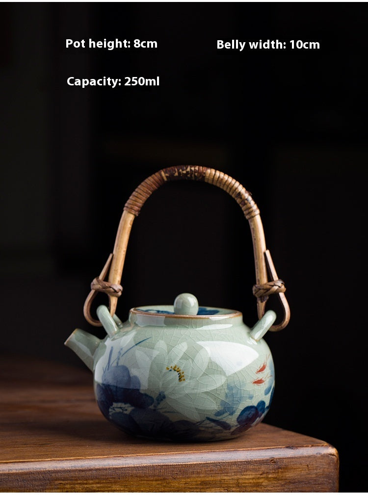 Blue And White Lotus Underglaze Hand Painted Teapot