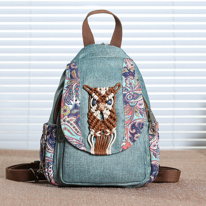 New style women's bag backpack canvas tassel backpack