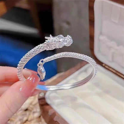 Trendy Magical Dragon Waving Its Tail Chinese Style Men And Women Couple Adjustable Bracelet New Popular Relief Dragon Tail Bangle Punk Jewelry