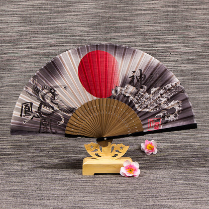 Ladies Chinese Style Matte Silk Folding Fan