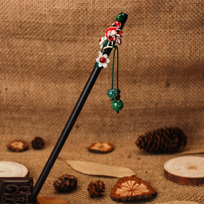 Magnolia Flower Hairpin Ancient Style Ebony Hairpin Fringed Step-shaking Hairpin