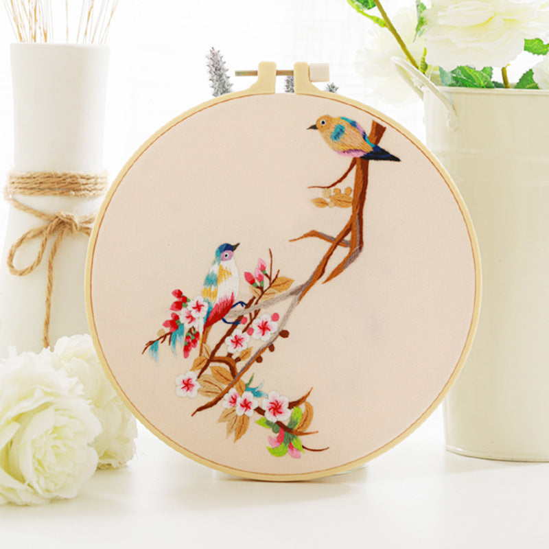 Chinese Style Flower And Bird Diy Hand Embroidery Material Bag