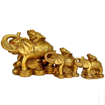 Golden Toad Elephant Decoration On Pure Copper Elephant Feng Shui Ornaments