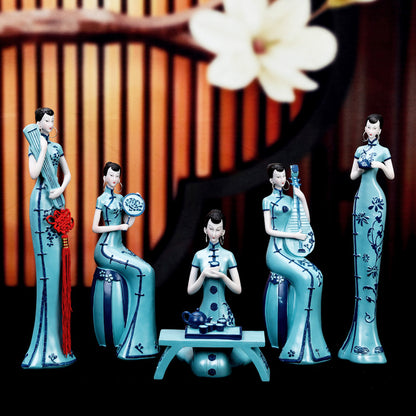 Retro Chinese Cheongsam Ladies Ornament Creative Living Room