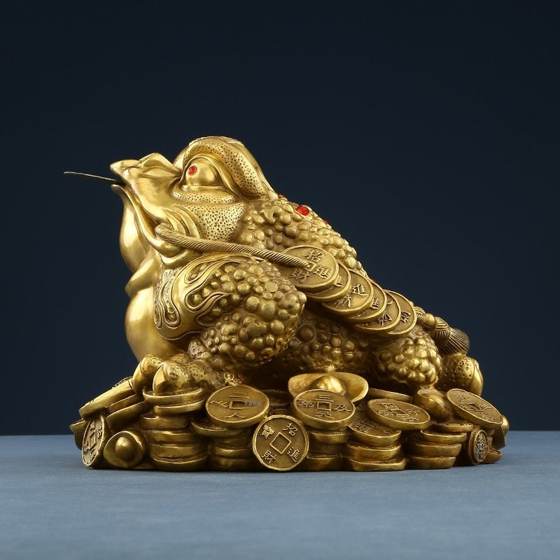 Store Fortune Decoration Golden Toad with Money in its Mouth Decoration
