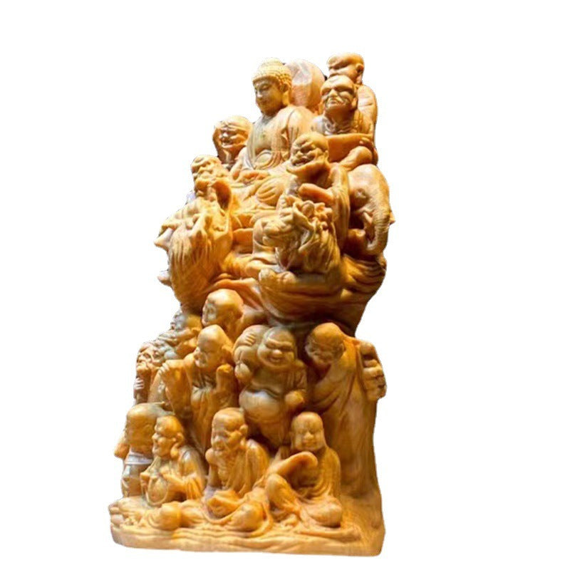 Thuja Wood Carving 18 Eighteen Arhat Buddha Statues