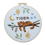 Animal embroidery wall art kit with bamboo stretch option