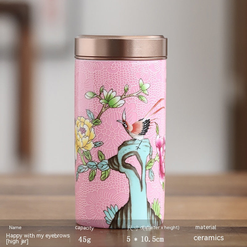 Enamel Color Tea Caddy Portable Alloy Airtight Storage Tea Weaker Set