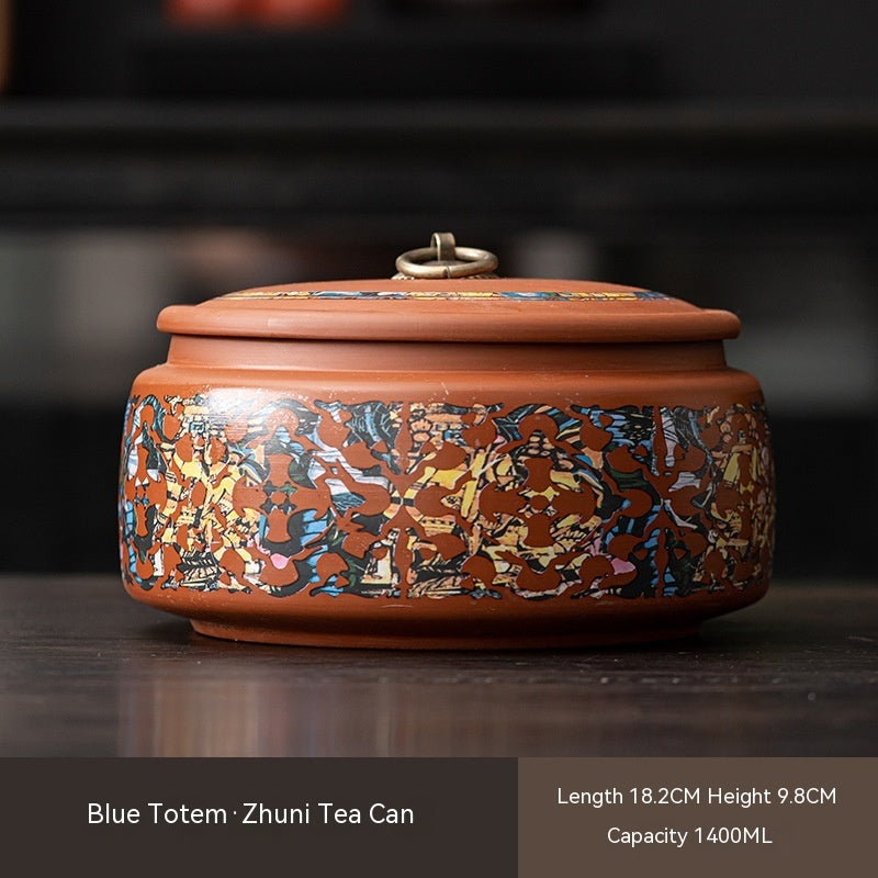 Ceramic Retro Household Tea Caddy Large Sealed Tea Container Moisture-proof Pu'er Purple Sand Storage Tank