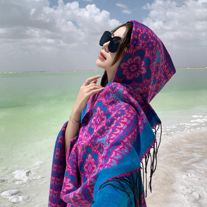 Ethnic Style Desert Seaside Photograph Cloak Autumn And Winter Artificial Cashmere Scarf