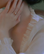 Vintage Pearl Hetian Jade Double Layer Adjustable Ring