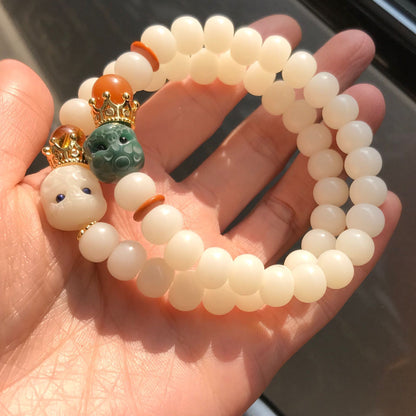 Dumb Bracelet White Jade Bodhi Single Circle Bracelet