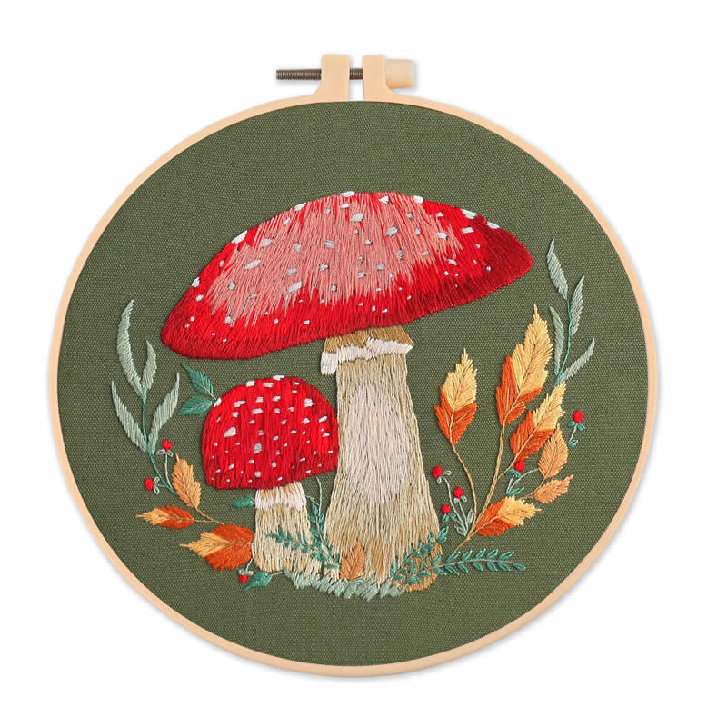 Mushroom Embroidery Handmade Material Package Novice Embroidery Diy Kit