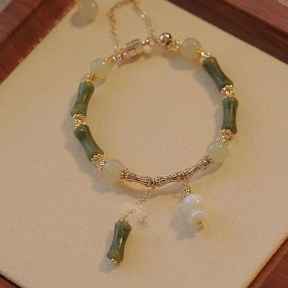 New Chinese Retro Green Bamboo Bracelet For Women