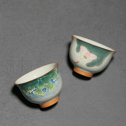 Hand Painted Ice Crack Tea Cup Chinese Underglaze Porcelain Tea Cup