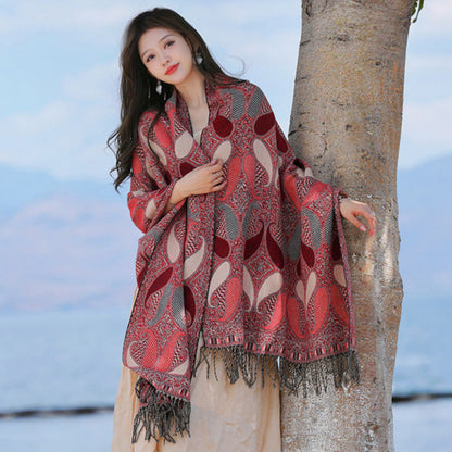 Retro Ethnic Style Shawl Women's Cashmere-like Tassel Scarf