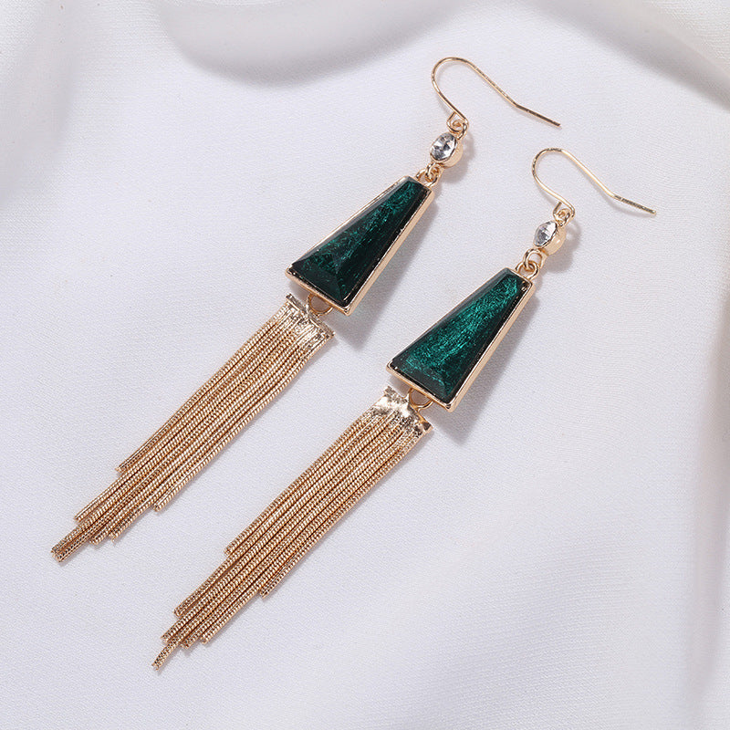 Vintage earrings with geometric tassel earrings