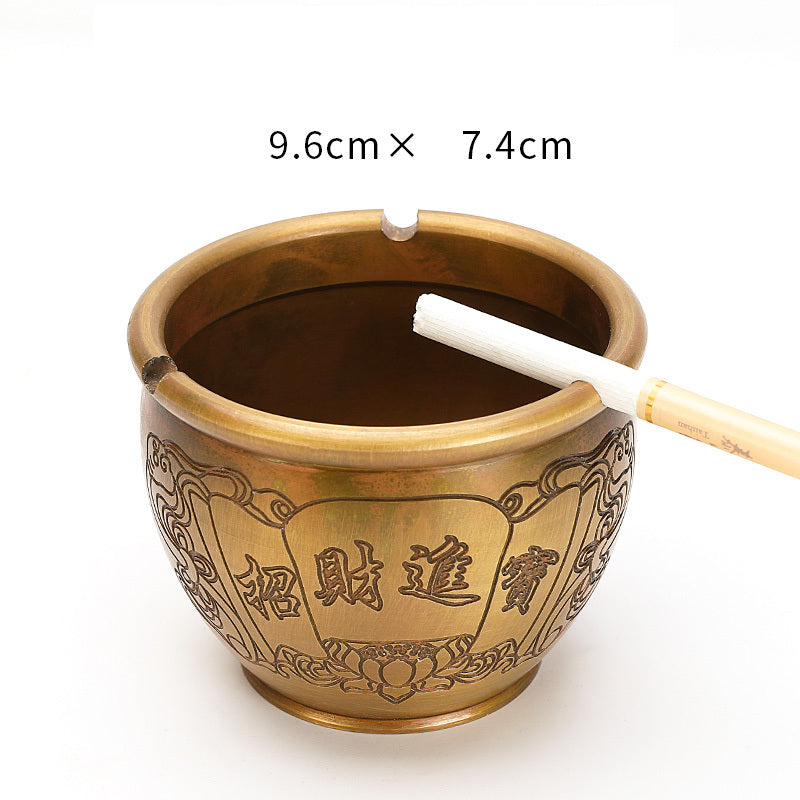 Pure Copper Ashtray Household Living Room New Chinese Retro