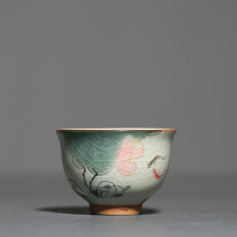 Hand Painted Ice Crack Tea Cup Chinese Underglaze Porcelain Tea Cup