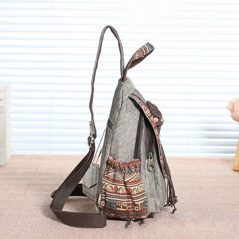 Chinese Ethnic Style Weaving Casual Hundred Art Canvas Backpacks