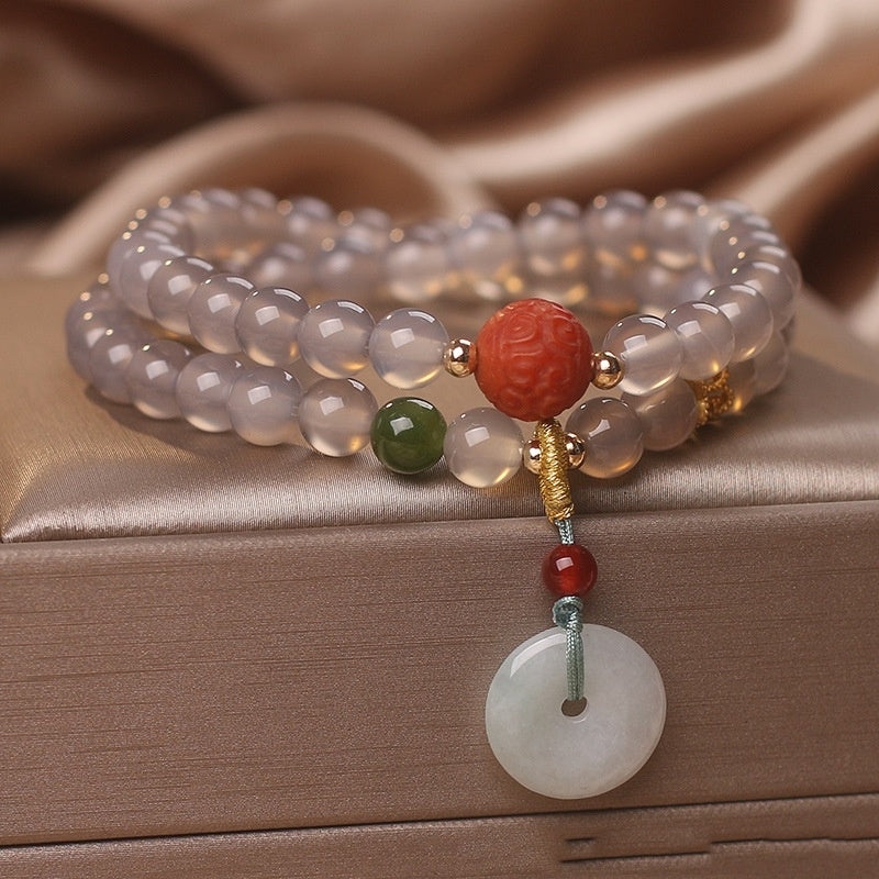 Natural Gray Chinese Multi-layer Beaded Bracelet