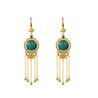 Ancient Style Long Tassel Hetian Jade Malachite Auspicious Cloud Earrings-7