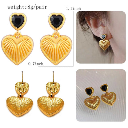 18K Gold Love Earrings Exaggerated Earrings Stripes