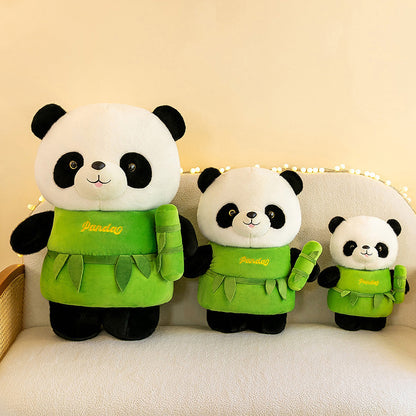 Bamboo Pipe Panda Plush Toy Doll Ornament