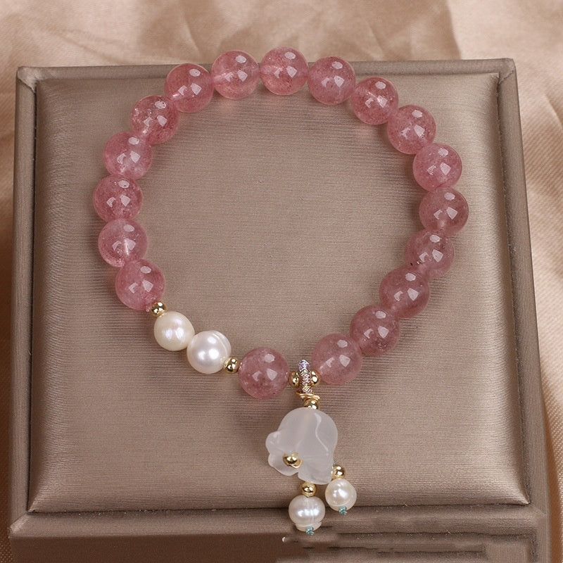 Natural Strawberry Quartz Crystal Bracelet Female New Chinese Style