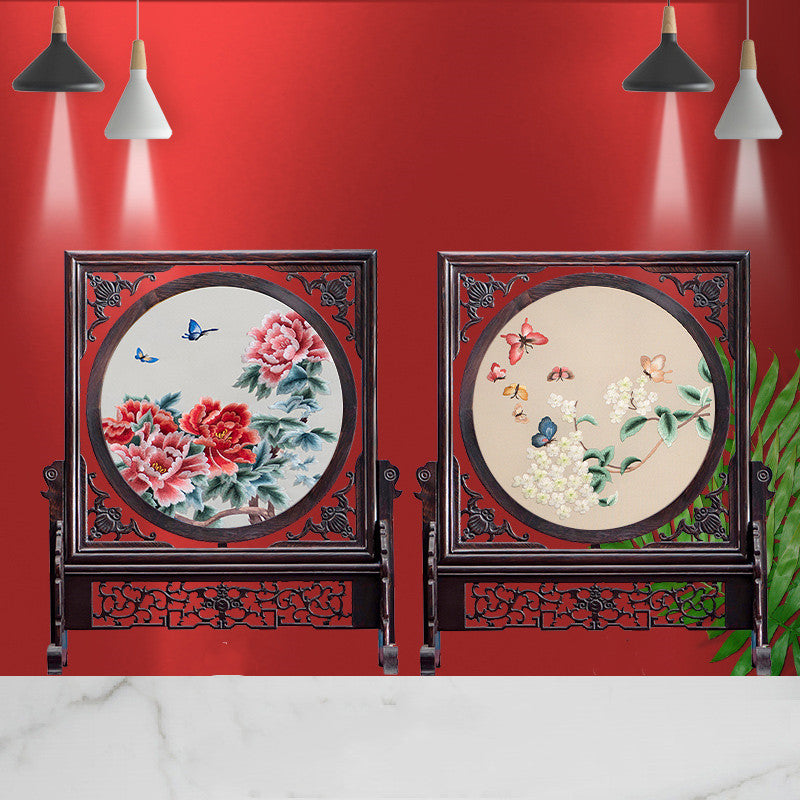 Double-sided Embroidery Table Screen Chinese Handicraft Desktop Ornaments