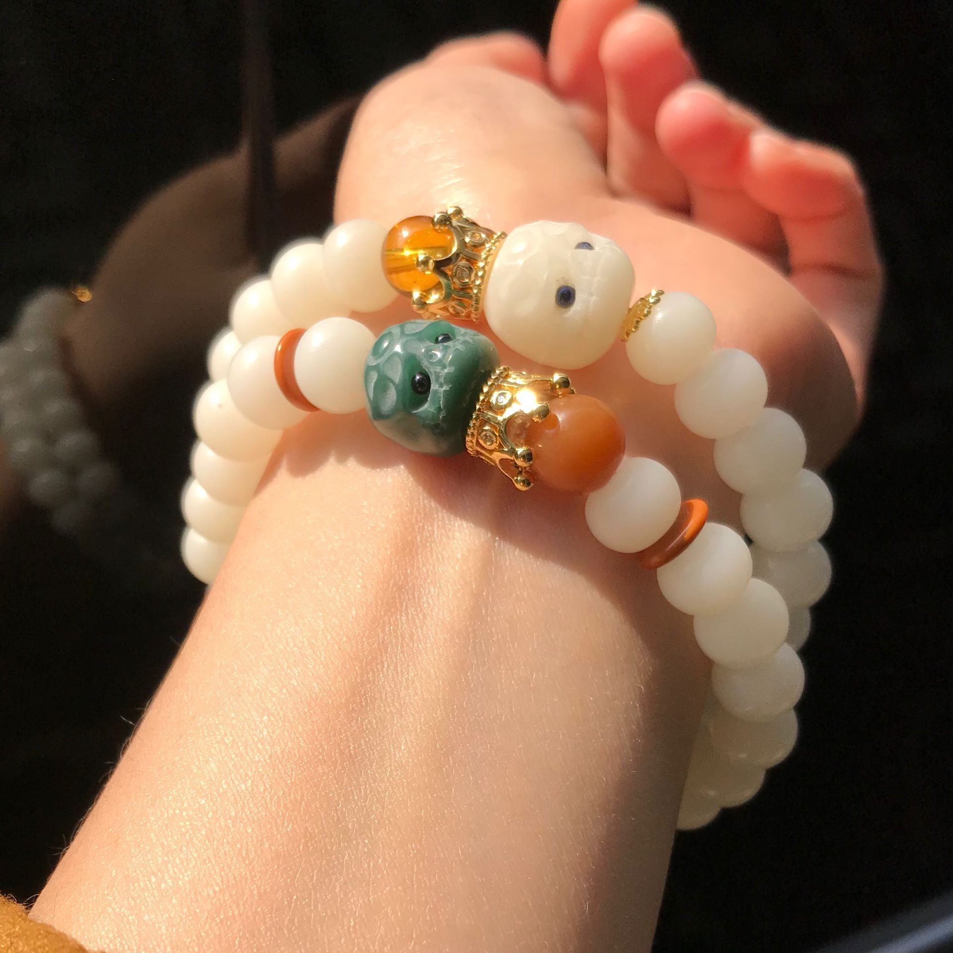 Dumb Bracelet White Jade Bodhi Single Circle Bracelet