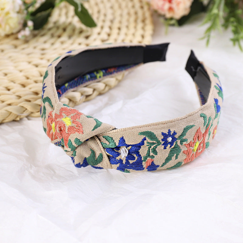 Embroidered flower headband