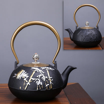 Creative Literary And Art Hand-made Boiled Teapot Happy Iron Teapot