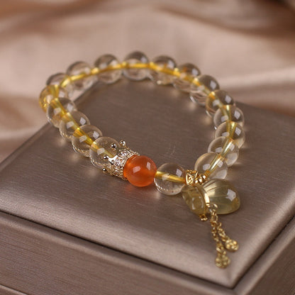 Natural Citrine Bracelet Chinese Style Light Luxury Purse Tassel Pendant