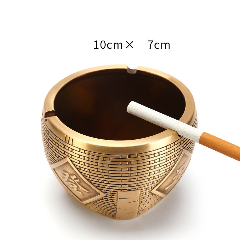 Pure Copper Ashtray Household Living Room New Chinese Retro