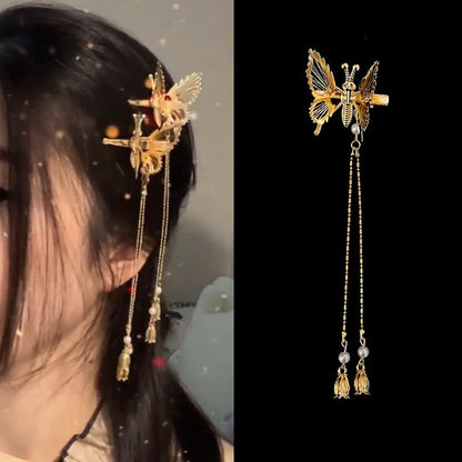 Moving Butterfly Hairpin Smart Antique Tassel Gold Hairpin