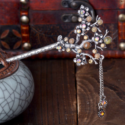 Delicate Antique Branch Silver Hairpin