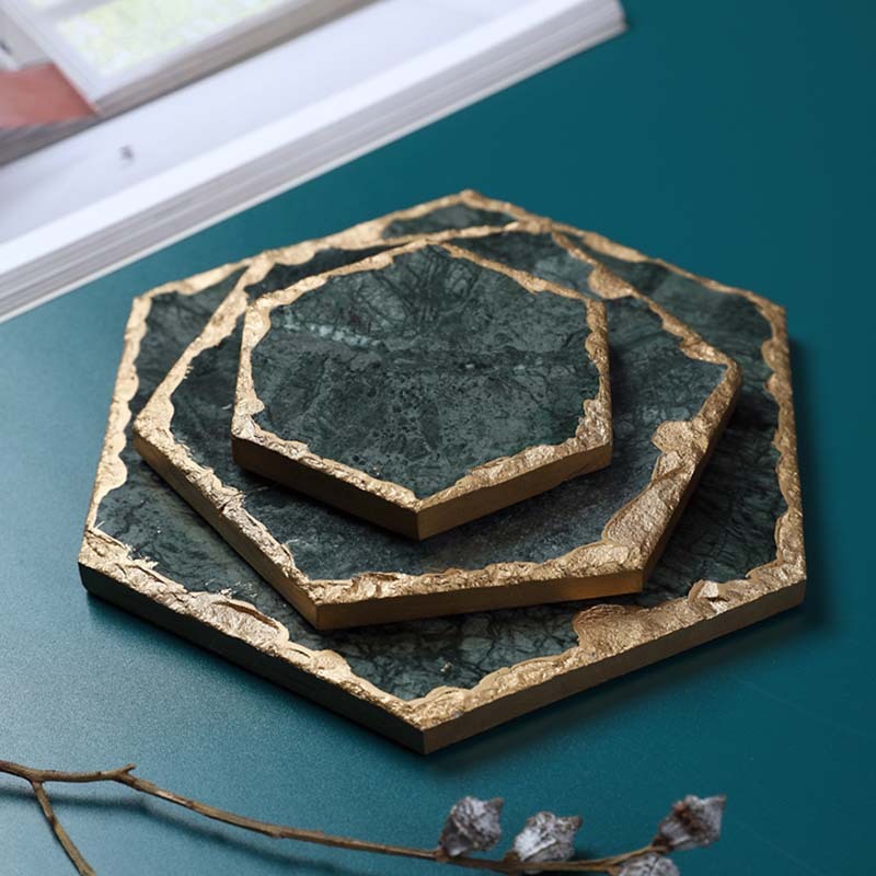 Emerald Natural Marble Placemat Coaster Plate