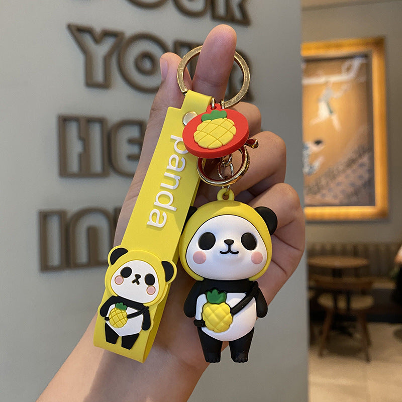 Cute Fruit Panda Keychain Backpack Pendant